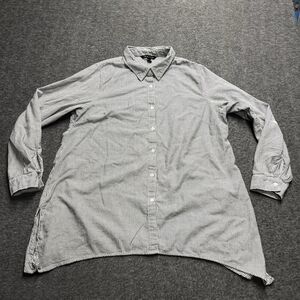 Zac & Rachel Shirt Womens Size XL Striped Roll Tab Sleeve Long Sleeve Button Up